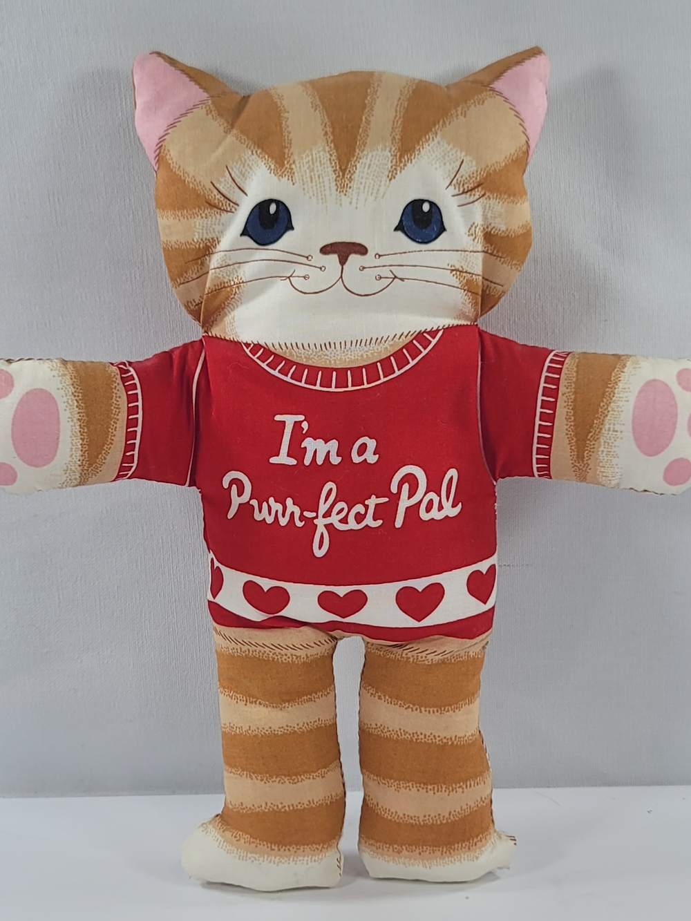 Vintage I'm A Purr-fect Pet Tabby Cat Pillow Plush